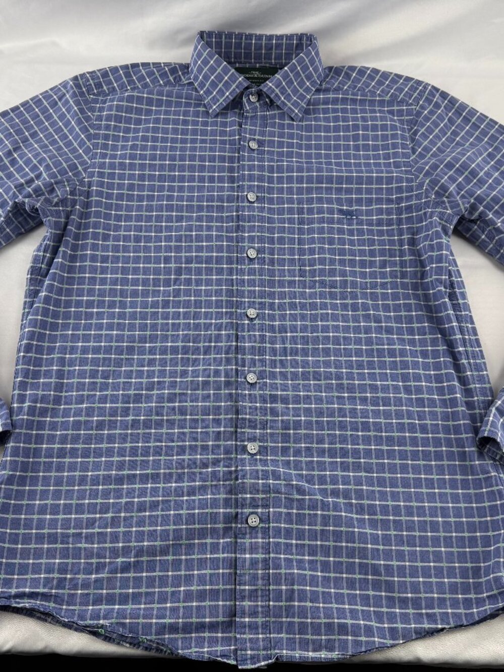 Rodd & Gunn Men's Blue Check Sports Fit Long Sleeve Button-Down Shirt Size M